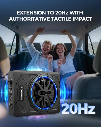 Miniatura 4 de Subwoofer para automóvil de 1200 W de 10 pulgadas, subwoofer delgado y paquete de amplificador, entrada de nivel alto/bajo, subwoofer de audio