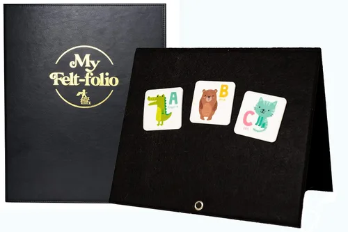 Tablero de franela de fieltro plegable – Libro silencioso, tablero de fieltro independiente de 14 x 23 pulgadas para niños pequeños y juegos de
