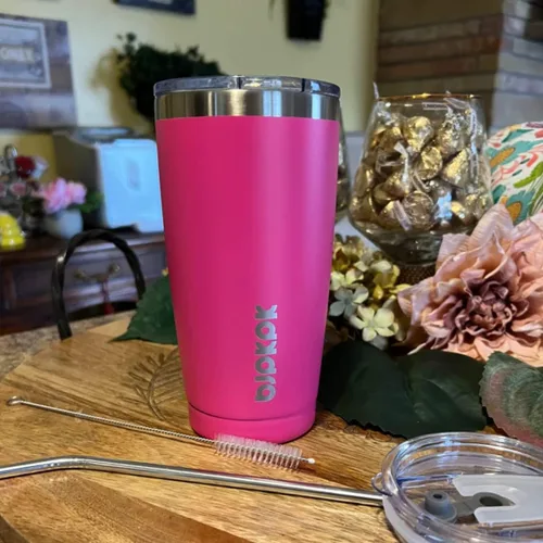 Miniatura 4 de BJPKPK Vaso de acero inoxidable blanco con tapa y pajita, vasos aislados de 20 onzas, vaso térmico para bebidas frías y calientes Blanco-20oz