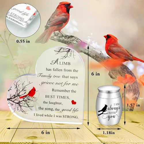 Miniatura 3 de Urnas cardenales medianas para adultos, regalos conmemorativos para mujeres, urnas de recuerdo para cenizas