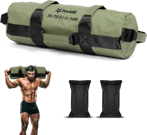 Yes4All Sandbags for Working Out, Adjustable Sand Bags for Weight Training with Handles, Multiple Colors & Sizes 5-200lbs