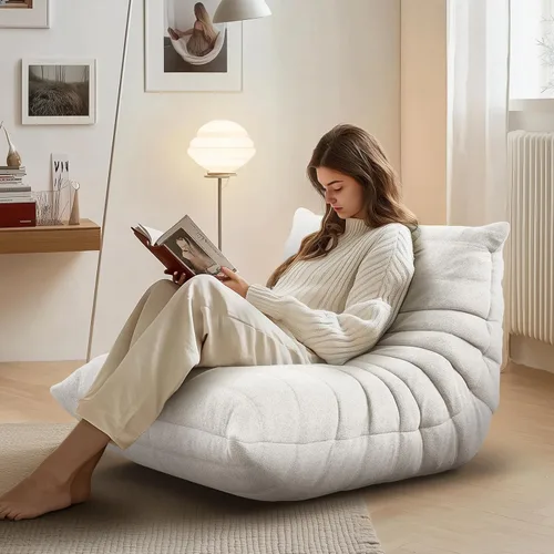 Miniatura 15 de Puf Togo sin comprimir de alta gama para adultos, sofá de espuma viscoelástica con tela suave, cómodo sillón de sala junto a la chimenea para sala
