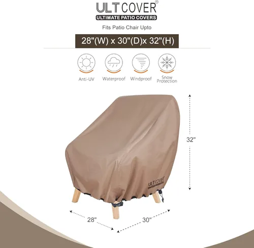 Miniatura 2 de ULTCOVER Funda impermeable para silla de patio – Funda para silla de jardín individual de asiento profundo para exteriores, paquete de 2