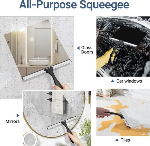 Miniatura 4 de AmazerBath Escobilla para puerta de cristal de ducha, escobilla de ducha para puertas de cristal, escobilla multiusos con gancho para puertas