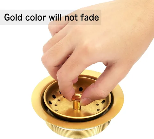 Miniatura 2 de Tapón de colador dorado para fregadero,Tapón de fregadero de acero inoxidable,Tapón de cesta de repuesto para fregadero de cocina dorado Oro