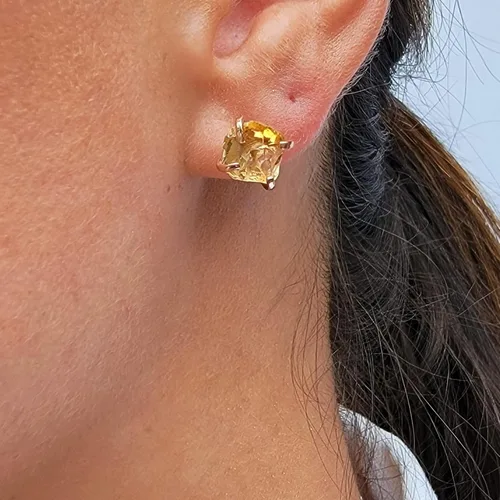 Miniatura 70 de Aretes de piedra preciosa natural en bruto con oro rosa sobre plata de ley 925, 6 a 0.276 in, regalo de piedra de nacimiento de calidad genuina