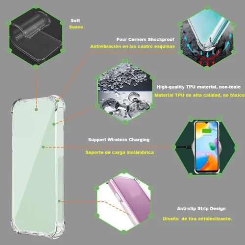 Miniatura 6 de USTIYA Funda para Motorola E20/E30/E40 Clear TPU Cuatro Esquinas Moto E20 Funda Protectora Transparente Suave Funda