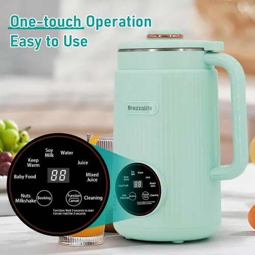 Miniatura 3 de Fabricante de Leche de Nueces, Máquina Automática de Leche de Soja de Acero Inoxidable de Gran Capacidad de 40oz para Leche Casera, de Avena, Leche