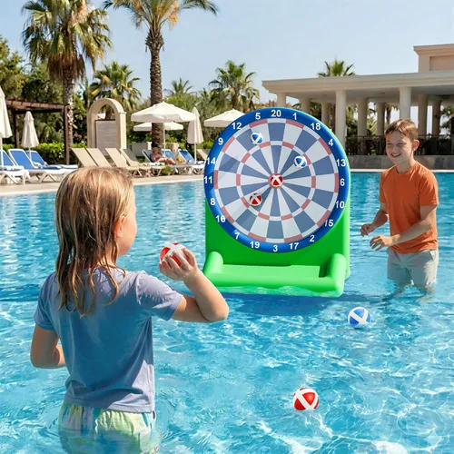 Miniatura 3 de iPlay, iLearn Divertidos juguetes de piscina para niños, juegos inflables de tablero de dardos, flotadores de piscina, patio de playa, juego al aire