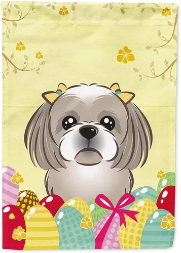 Miniatura 117 de Caroline's Treasures BB1920CHF - Bandera de caza de huevos de Pascua con diseño de bulldog francés, para casa, gran porche, para colgar en la pared