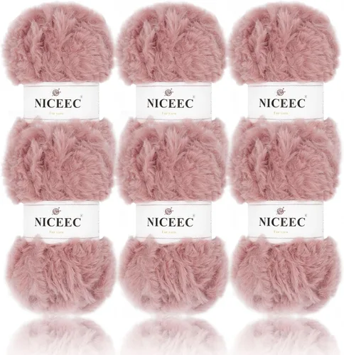 Miniatura 67 de NICEEC Hilo de Pelo Sintético Super Suave, Grueso y Esponjoso, Hilo de Pestañas para Crochet y Tejido (Longitud Total 192m/9.1kg) - Otoño/300g