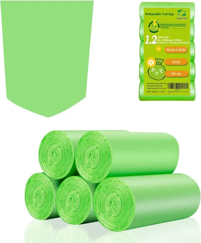 Inwaysin - Mini bolsas de basura de 1.2 galones, bolsas de basura pequeñas, 6 litros, 100 bolsas, verde transparente