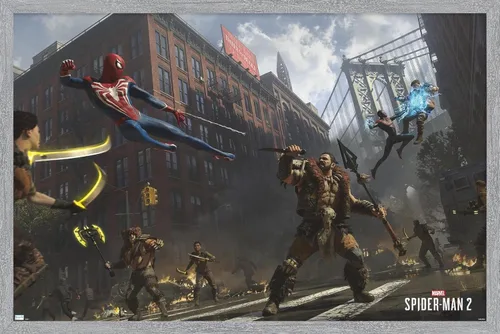 Miniatura 16 de Trends International Marvel's Spider-Man 2 - Póster de pared de lucha callejera con Kraven, 14.72 x 22.37 pulgadas, versión enmarcada en negro