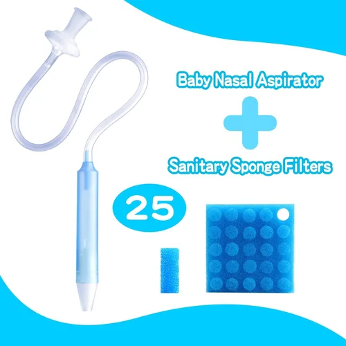 Miniatura 2 de Aspirador nasal para bebés con 25 filtros de higiene, puntas de silicona suave, pinzas de limpieza de nariz para bebés y niños pequeños Azul