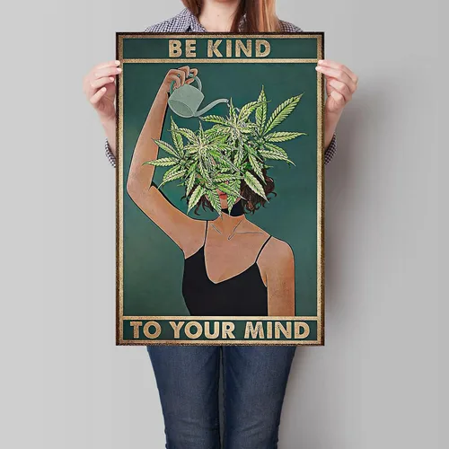 Miniatura 2 de Póster vintage con texto en inglés «Be Kind To Your Mind» («Be Kind To Your Mind») con cita de salud mental, pósteres artísticos de pared geniales