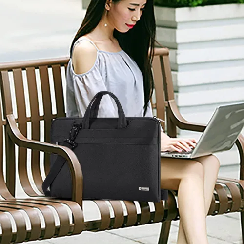 Miniatura 2 de Voova - Bolso de hombro para laptop de 14, 15, 15.6, 17, y 17.3 pulgadas, funda de transporte, maletín cruzado con correa Negro