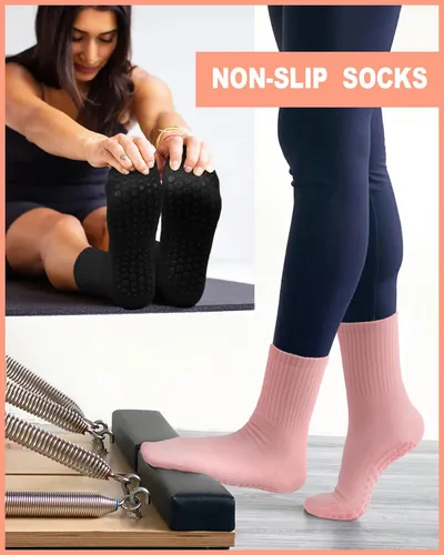 Miniatura 4 de 6 pares de calcetines de pilates antideslizantes para mujer, calcetines atléticos de yoga para barre ballet, descalzo, entrenamiento, hospital