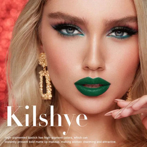 Miniatura 5 de Kilshye Lápiz labial líquido mate para Halloween, pigmento gótico, brillo labial, terciopelo para disfraz, para mujeres y niñas, paquete de 1 (verde)