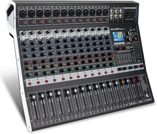 Mezclador de audio de estudio Bluetooth de 12 canales con procesador digital DSP de 99 bits con MP3 USB para entrada de grabación de PC, conector de