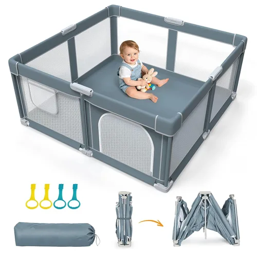 Corralito plegable para bebés, corralito plegable de 50 x 50 pulgadas para bebés y niños pequeños, corralito de juegos para interiores y exteriores
