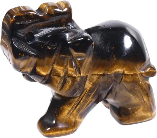 Miniatura 15 de Estatua de cristal de elefante tallada a mano, escultura de animal guardián de oficina en casa, decoración de 1.5 pulgadas, obsidiana negra