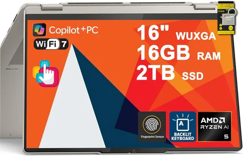 Miniatura 9 de Lenovo Yoga 7i 2-en-1 16" WUXGA portátil con pantalla táctil, Intel Core i5-1335U, 8 GB de RAM, 512 GB SSD, teclado retroiluminado, lector