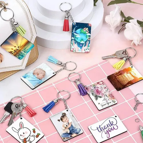 Miniatura 3 de Llavero de acrílico en blanco, 120 llaveros transparentes que incluyen 30 piezas en blanco acrílico, 30 borlas para llavero, 30 anillos para llavero