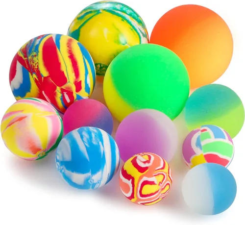 Pllieay 12 bolas rebotantes de 3 tamaños de colores mezclados, bolas rebotantes y bolas rebotantes para cumpleaños de niños, bolsas de regalos
