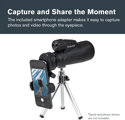 Miniatura 6 de Celestron Outland X 10x50 Monocular - Incluye adaptador para teléfono inteligente - Lente objetivo grande de 1.969 in - Óptica multicapa - Prisma