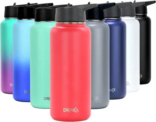 Miniatura 28 de Drinco - Botella de agua de acero inoxidable con boquilla, tapa aislada al vacío, botella de agua de doble pared, de boca ancha