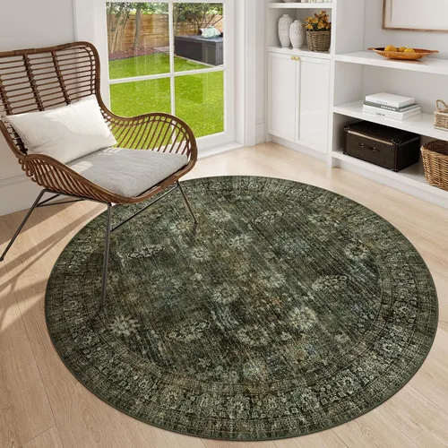 Miniatura 24 de Moynesa Alfombra de pasillo ultra fina lavable de 2 x 6 pies, antideslizante, resistente a las manchas, alfombra vintage que no desprende para Gris