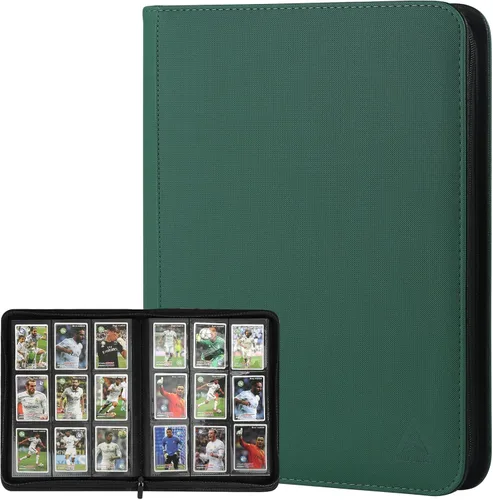 Miniatura 16 de Carpeta para tarjetas de 9 bolsillos, capacidad 540 con cierre de cremallera, de doble cara, resistente y elegante, protector de piel sintética