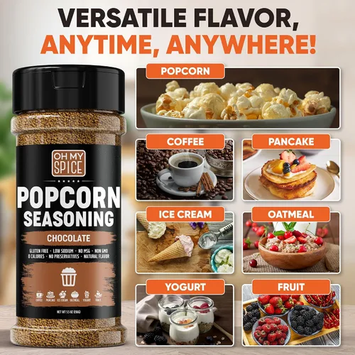 Miniatura 3 de Popcorn Seasoning Chocolate Powder Mix - Gluten Free & Low Sodium Cocoa Powder Blend Popcorn Flavoring Seasoning. Healthy Movie Night Theater Pop