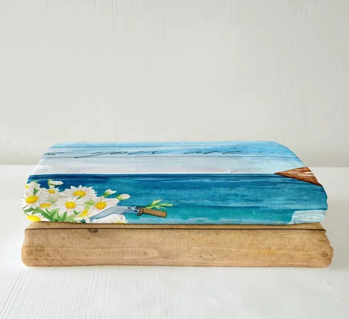 Miniatura 4 de Manfei Manta de playa de verano, manta floral de bicicleta para sofá, manta de cama de tablones de madera rústica para niños y niñas, decoración