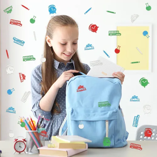Miniatura 5 de Heureppy 200 piezas de confeti de regreso a clases, decoración temática escolar, confeti de papel para el día de regreso a casa, regalos de Azul