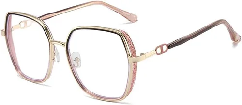Miniatura 9 de Gafas grandes con bloqueo de luz azul para mujeres y hombres, elegantes lentes de metal Retr Anti-UV Antifatiga Anti-Blue Eye Glasses