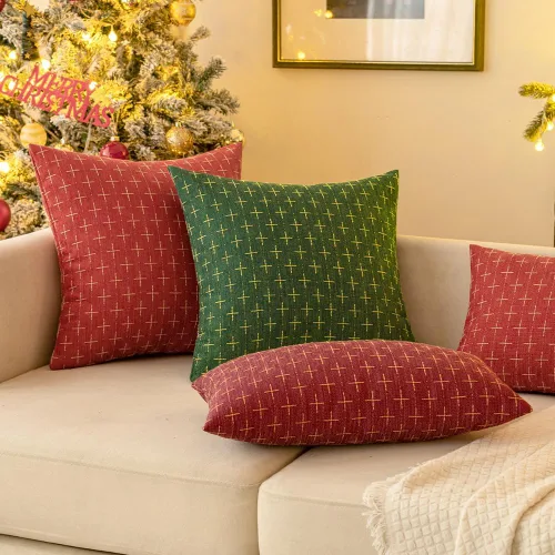 Miniatura 196 de MIULEE - Juego de 2 fundas de almohada decorativas de lino de arpillera navideñas, modernas, estilo campestre, rústicas, tejidas, con textura