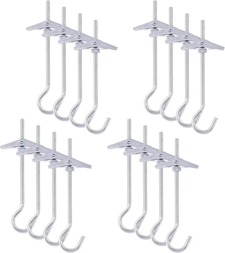 64 ganchos de techo de acero al carbono resistentes M4 × 75, pernos de ala de resorte para fijación de pared, ganchos de techo, anclajes de fijación