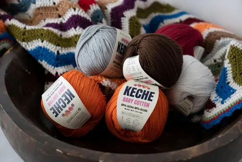 Miniatura 8 de Keche Hilo de algodón, 60% algodón, 40% hilo acrílico, hilo de algodón suave para crochet y tejer, hilo amigurumi, 1 madeja/bola, 1.76 onzas (50g)