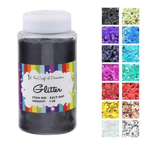 Miniatura 9 de Brillantina gruesa, 18 frascos de colores surtidos para manualidades, cuerpo, maquillaje y purpurina para uñas.
