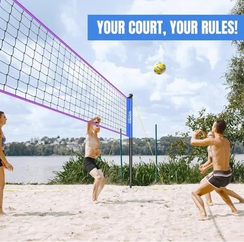 Miniatura 7 de SPOYNAL Red de voleibol portátil para patio trasero y playa, juego de voleibol al aire libre de 20 pies/32 pies con altura ajustable