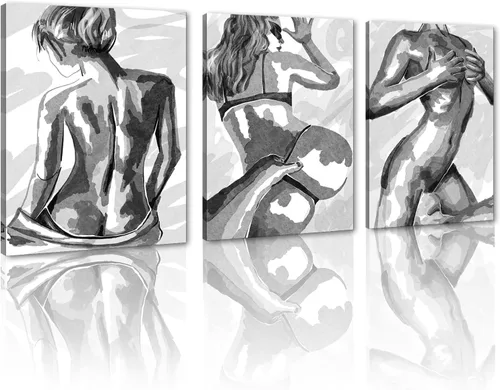 Miniatura 10 de Novatique 3 piezas de arte de pared sexy en blanco y negro para parejas desnudas, decoración de pared abstracta de amor para mujeres y hombres, arte