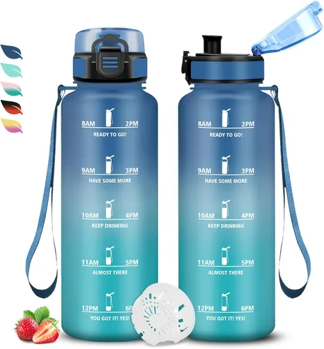 Miniatura 34 de Botella de agua – 16.9 fl oz – Botella de agua para niños, botella de sorbete a prueba de fugas, botella deportiva con marcador de tiempo, botella