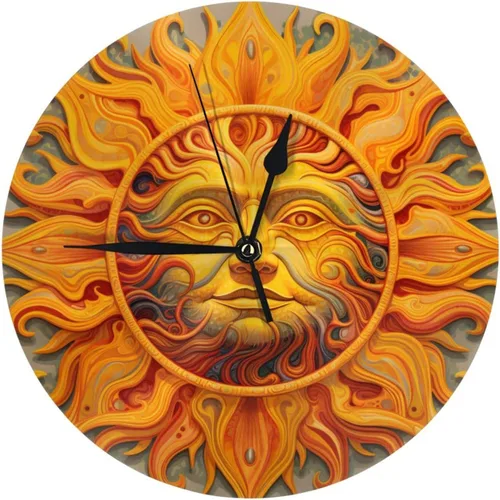 Miniatura 10 de Reloj de pared redondo de 10 pulgadas con batería de sol mexicano por flores, reloj silencioso sin tictac, estilo mexicano decorativo para sala