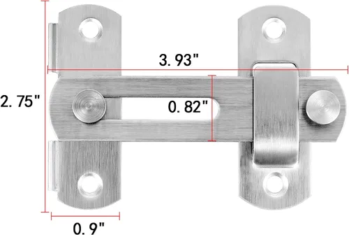 Miniatura 2 de INIRET Paquete de 4 pestillos para puerta de granero, 3.93 x 2.75 pulgadas, acero inoxidable de níquel cepillado, cerraduras de puerta abatibles