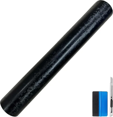 Miniatura 37 de LZLRUN Rollo de Vinilo Negro de Fibra de Carbono Mate Forjado con Liberación de Aire, Lámina Adhesiva, Película para Calcomanía DIY de Automóvil