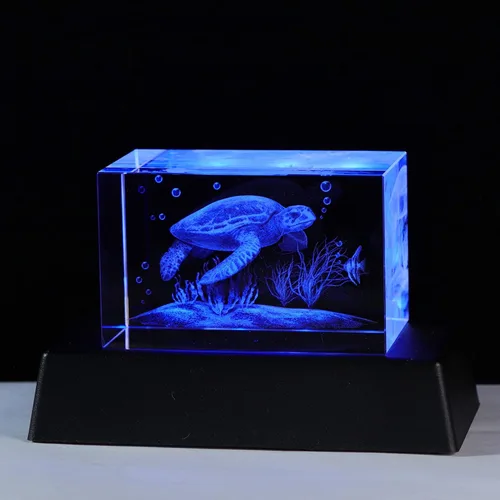 Miniatura 8 de Regalos de delfines de cristal grabados con láser 3D de Qianwei para mujeres y hombres, figuras de vidrio de delfines para decoración de habitación