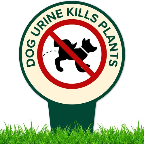 Miniatura 10 de Cartel de orina de perro mata plantas, letrero con texto en inglés «Please Curb Your Dog», 7 x 13 pulgadas, estacas integradas de alta resistencia