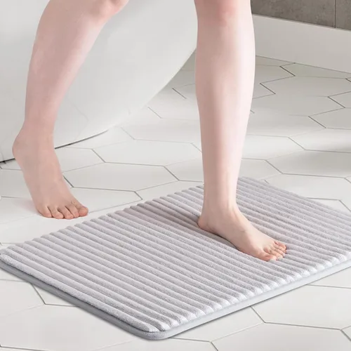 Miniatura 11 de FRESHMINT - Alfombra de baño de espuma viscoelástica ultrasuave con carbón activado, 17 x 24 pulgadas, tapete para baño antideslizante, alfombras