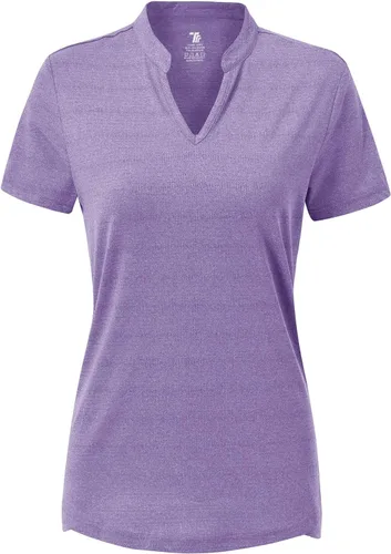 Miniatura 2 de BASUDAM Polo de golf para mujer, cuello en V, manga corta, sin cuello, camisetas de tenis para correr, secado rápido
